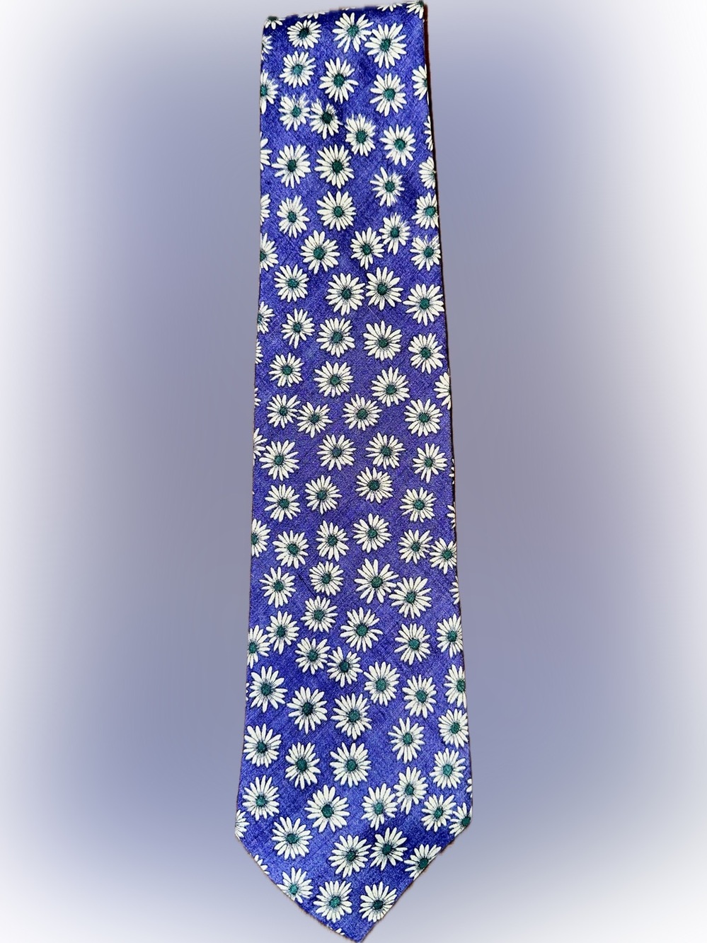 Vintage US Made Abercrombie & Fitch Purple Tie with White Daisy Pattern